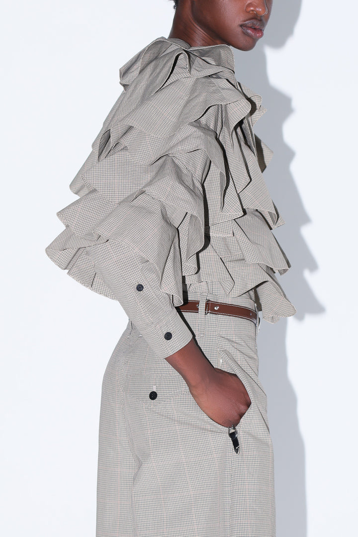 TYPEWRITER CHECK FRILL BLOUSE – TOGA ONLINE STORE