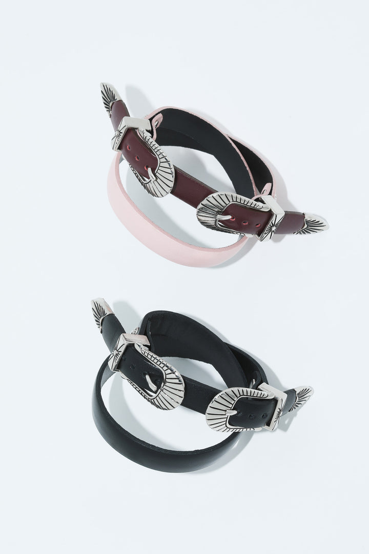 DOUBLE BUCKLE LEATHER BANGLE – TOGA ONLINE STORE
